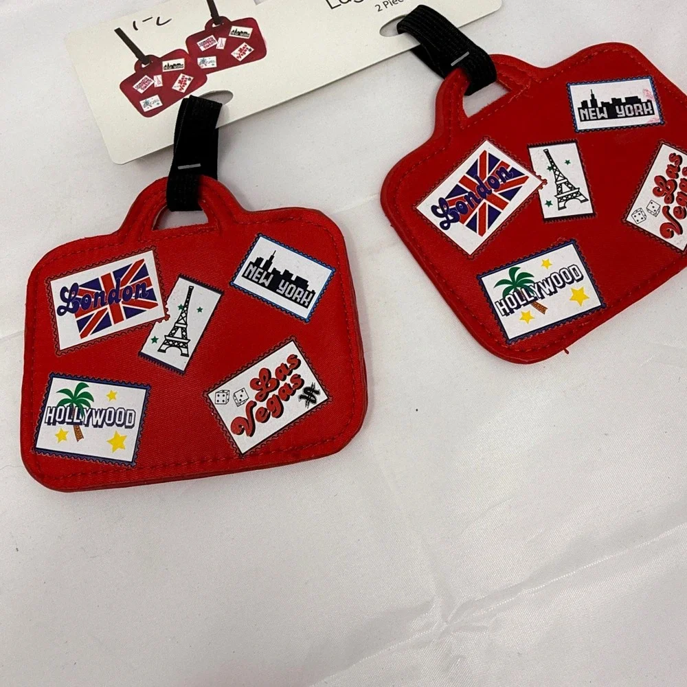 NWT MIAMICA Luggage Tag Set 2 Piece Red Travel Accessory‎ Name  Card Holder